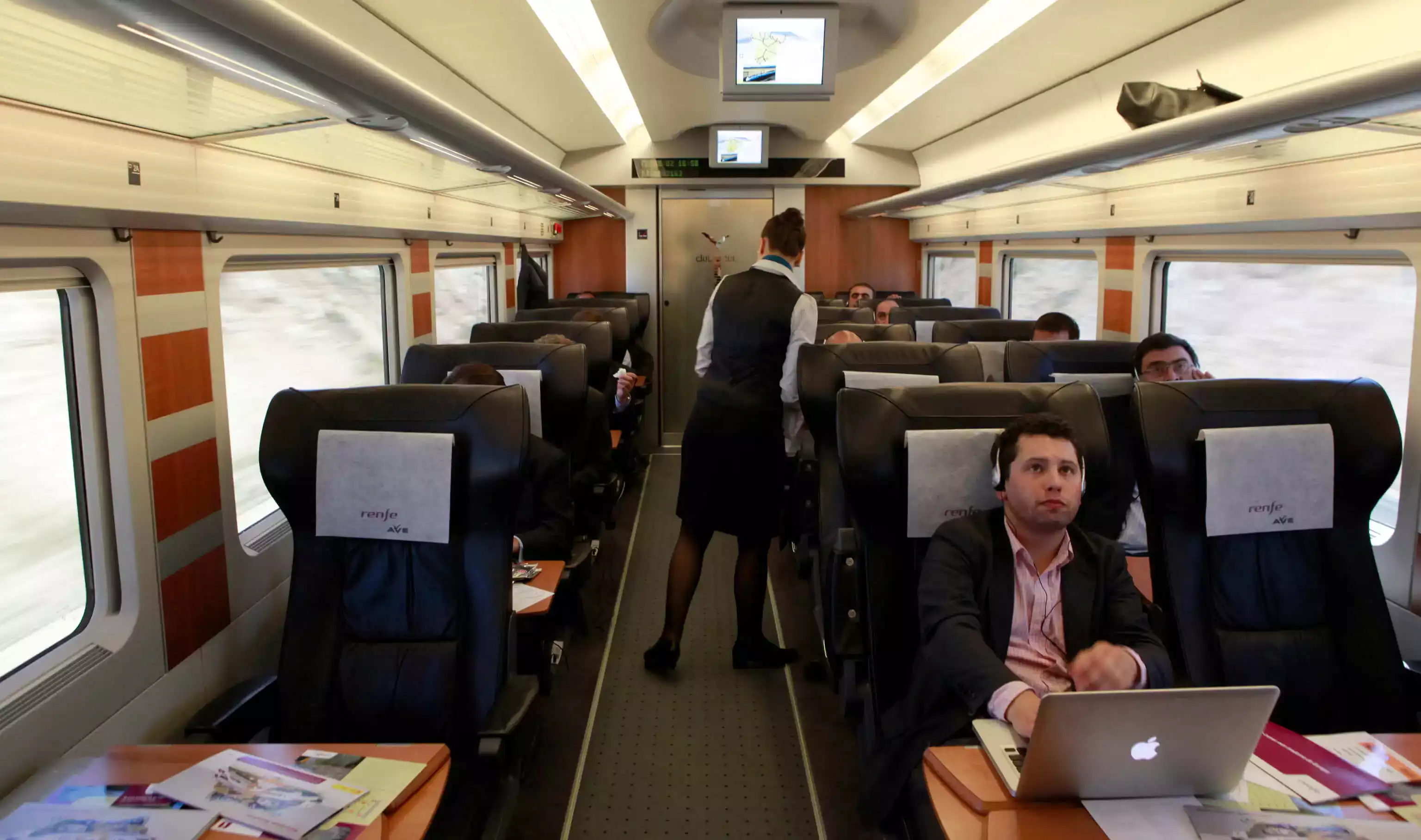 Spanish train interior with internet conexion